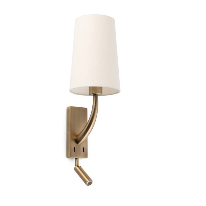 Apliques Faro Rem Con Lector Led Oro Viejo Pantalla Beig 