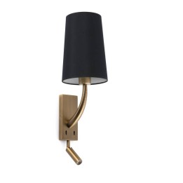 Apliques Faro Rem Con Lector Led Oro Viejo Pantalla Negr 