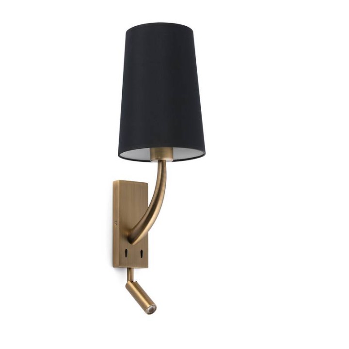 Apliques Faro Rem Con Lector Led Oro Viejo Pantalla Negr 