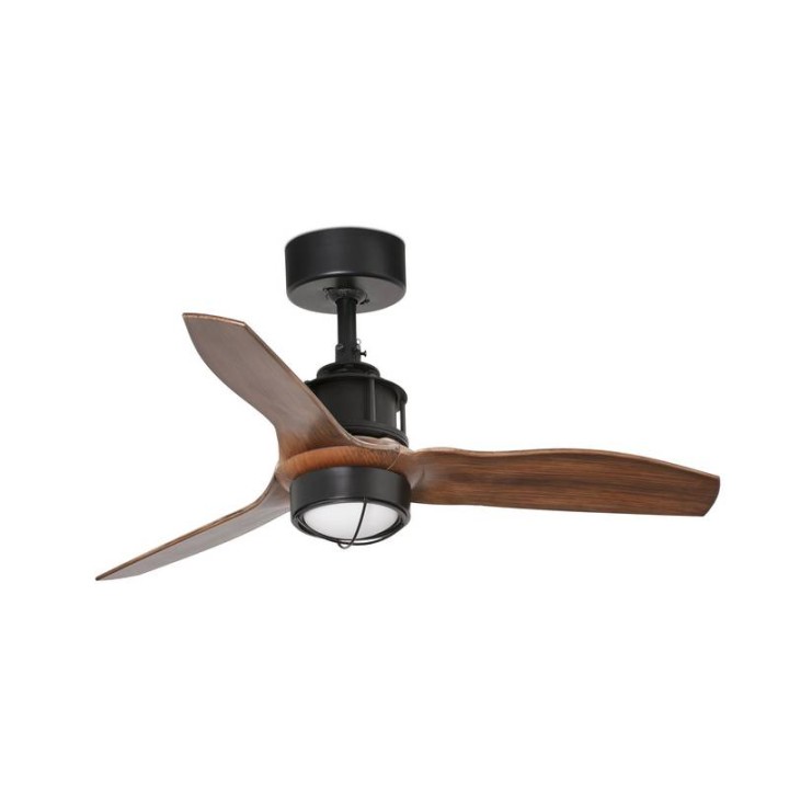 Ventiladores de Techo con luz Faro Justfan Xs Ø810Mm Negro Palas Madera 17W 3000K S/R 