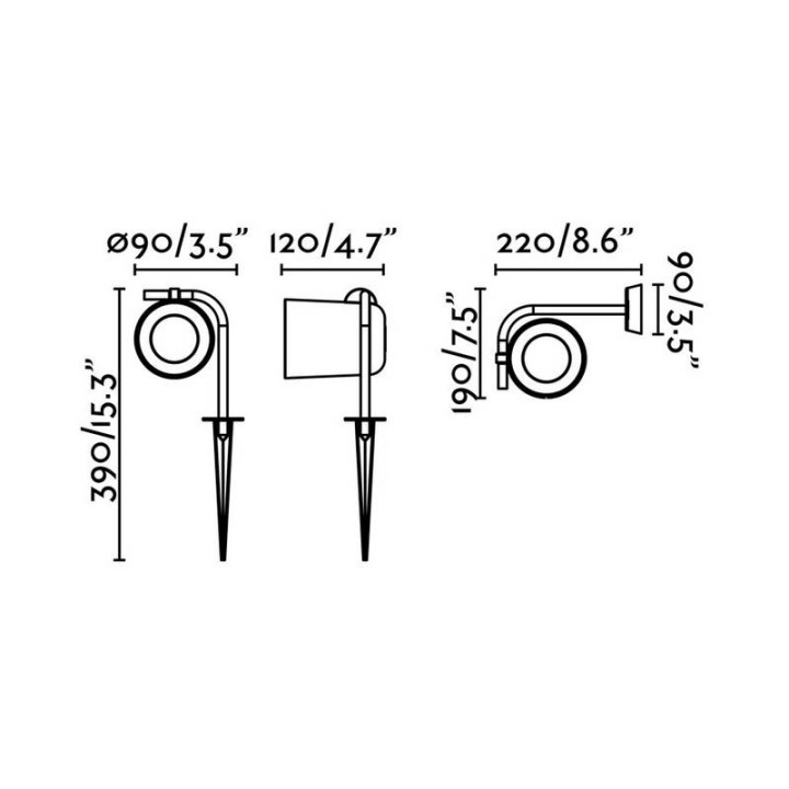 Apliques de Exterior Faro Flow Aplique/Estaca Negra Gu10 