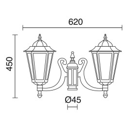 Cabezal para Farolas 2L. ELITE 6 IP43 E27 Mate Blanco