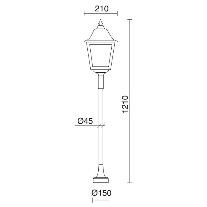 Balizas de Exterior ROB IP43 70W E27 Negro Cristal Transparente