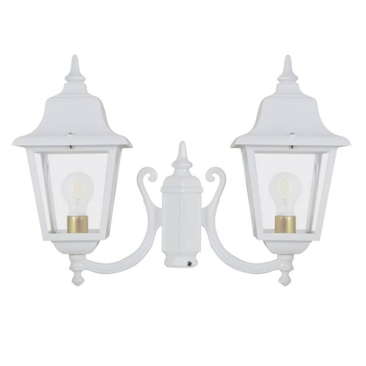 Cabezal Farolas ROB IP43 2x70W E27 Blanco Cristal Transparente.