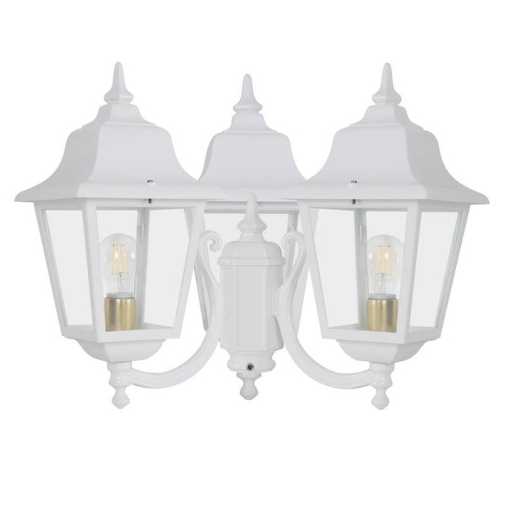 Cabezal Farolas ROB IP43 3x70W E27 Blanco Cristal Transparente.