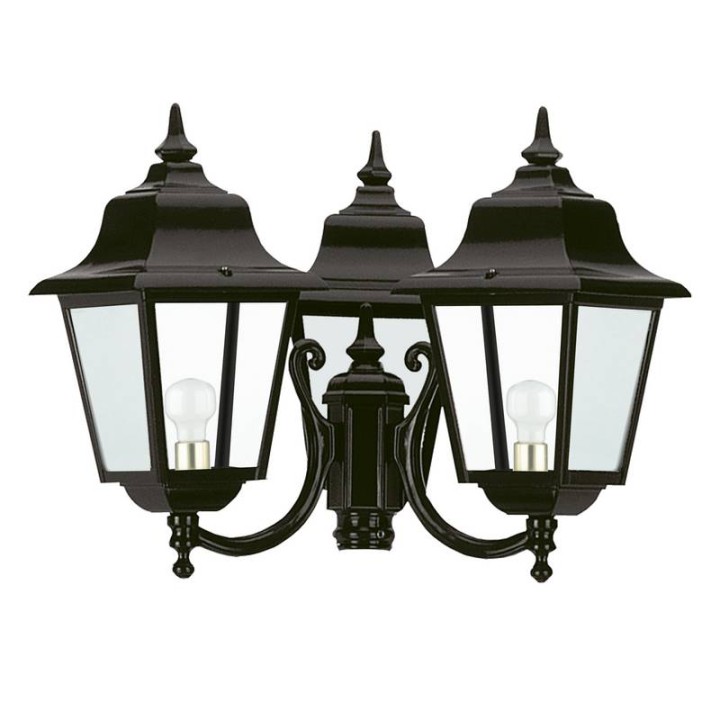 Cabezal Farolas ROB IP43 3x70W E27 Negro Cristal Transparente.