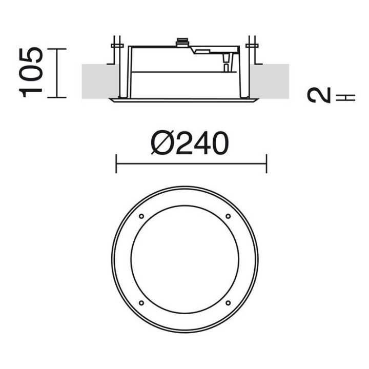 Lámpara empotrable para exterior SOFITO IP65 LED 26W 2689lm 4000K Inox. CRISTHER 316B-L0226B-30