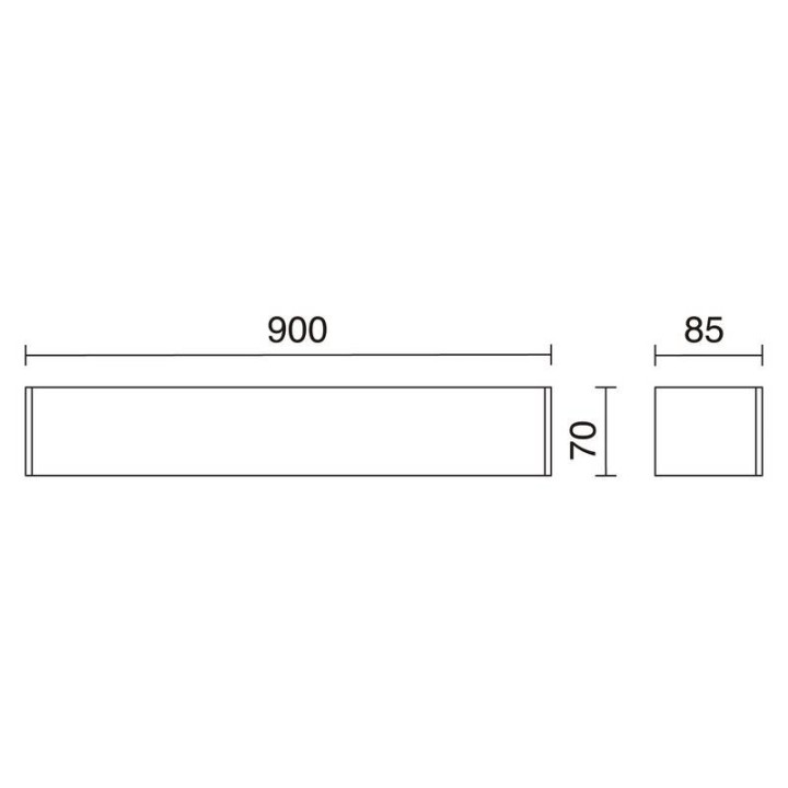 Aplique LED RETT 24W negro 60 cm EXO 504B-L0124A-02