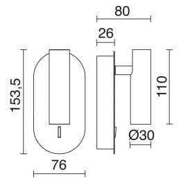 Aplique DIRK IP20 LED 3W 200lm 3000K Negro EXO 704A-L0103B-02