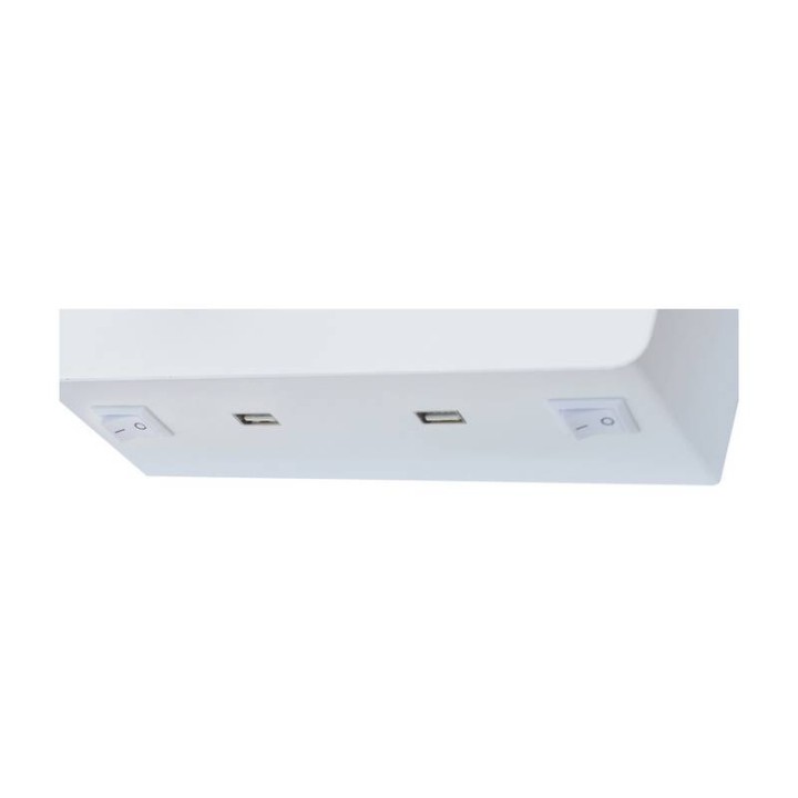 Aplique BALTIC 2USB E2760W+LED3W 3000K 240lm Blanco EXO 727C-Y05X1B-01