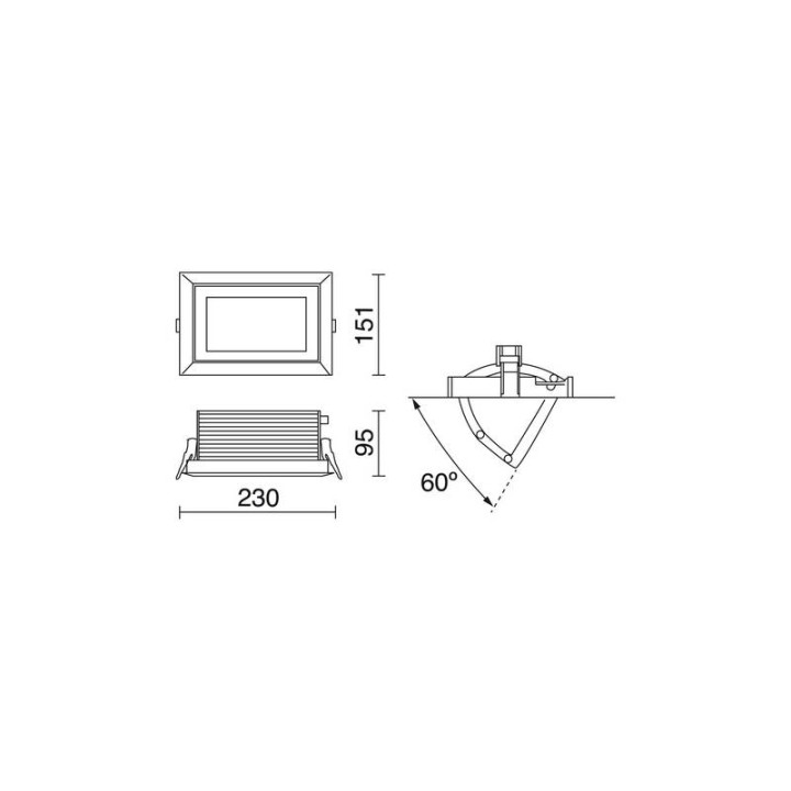 SINOPE Lámpara empotrable Rect.Bascul. LED 42W FISH Bl INDELUZ 759A-L4742B-01