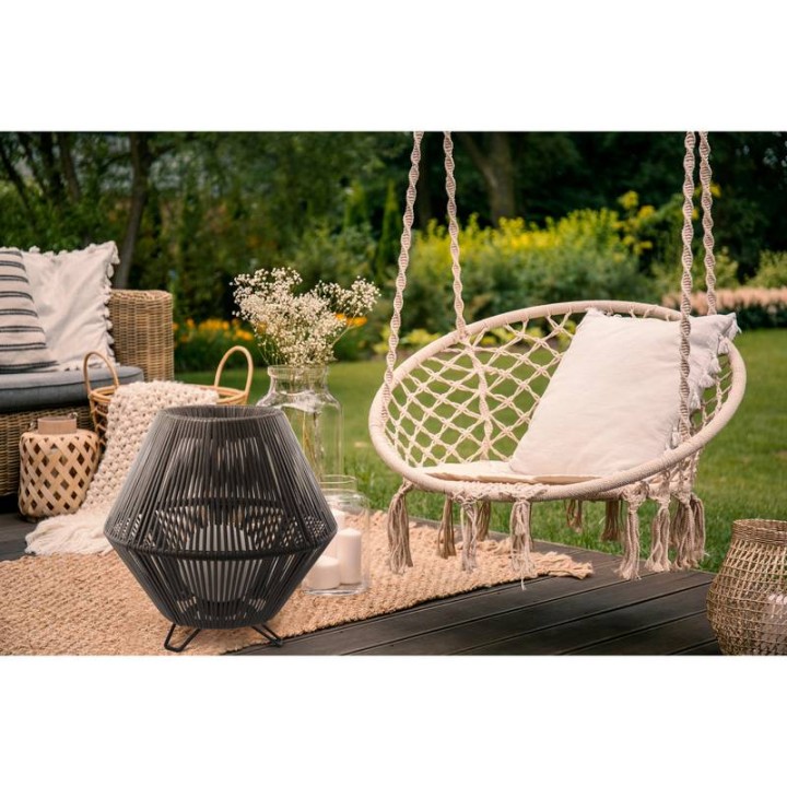 Luminaria de Exterior suelo NELL E27 LED Ø56cm H53cm Ratán Grafito CRISTHER 857B-G05X1A-58