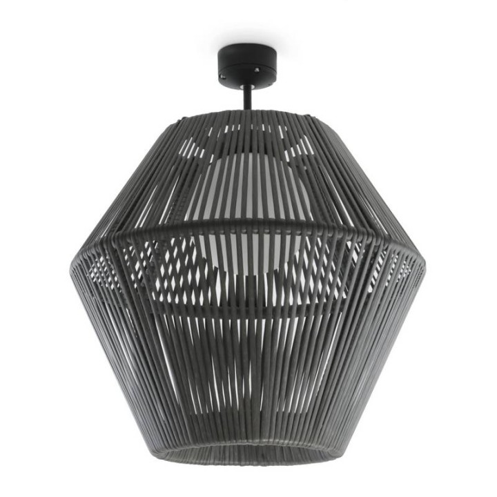 Lámpara Colgante para exterior IP55 E27  LED Ø56cm- separ. H15cm Ratán Grafito CRISTHER 857D-G05X1A-58
