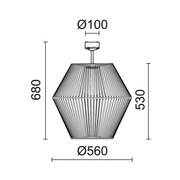 Lámpara Colgante para exterior IP55 E27  LED Ø56cm- separ. H15cm Ratán Grafito CRISTHER 857D-G05X1A-58