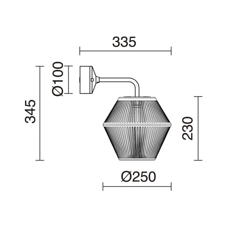 Aplique de Exterior NELL IP65   LED 6W  3000K  Ø25cm-    Ratán Grafito CRISTHER 857H-L3106B-58