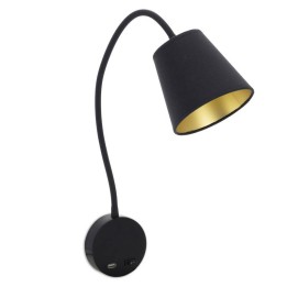 Aplique de pared MONTECARLO IP20 E27 (Ø45) máx. 60W Algodón negro EXO 907B-G05X1A-02-CB