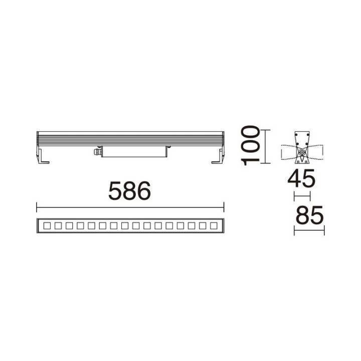 Proyector para exterior WALK LED 22W 4000K 2880lm 42º+12º Gris CRISTHER 920B-L3322B-03