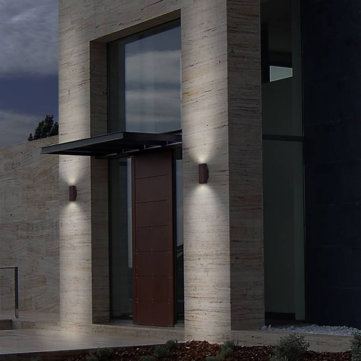 Aplique de Exterior STONE cuadrado IP65 (2x) GU10 Máx 12W CONCRETE Rojo CRISTHER 965A-G21X1A-NR