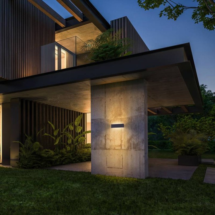 Aplique de Exterior STONE IP65 LED SMD 12W 825lm 3000K CONCRETE Negro CRISTHER 965C-L3112A-NB
