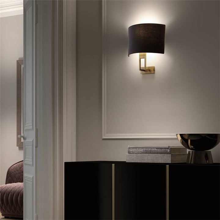 Aplique CLASSICAL E27 40W Ø45 Oro + Pant. Algodón Negro EXO 986A-G05X1A-47-CB
