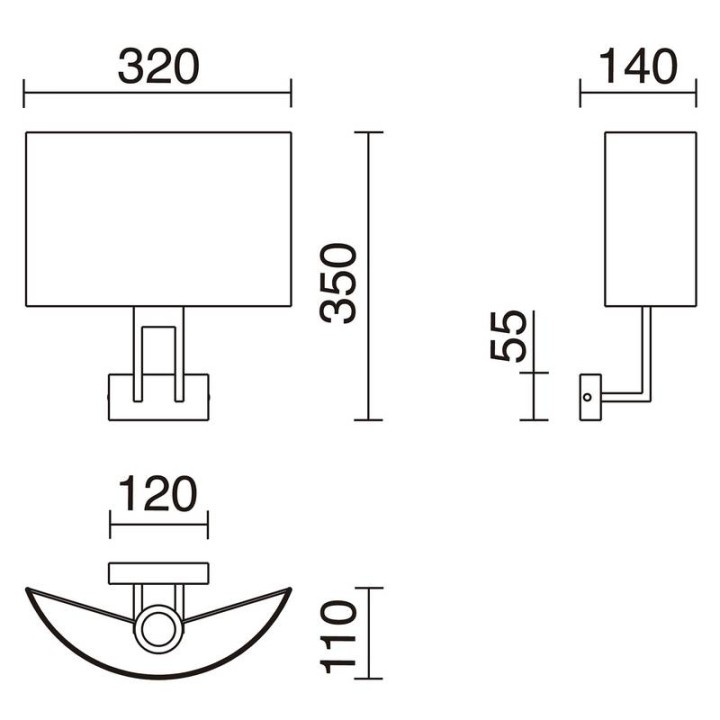 Aplique CLASSICAL E27 40W Ø45 Oro + Pant. Algodón Negro EXO 986A-G05X1A-47-CB