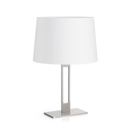 Lámpara de sobremesa CLASSICAL E27 40W Ø45 Niquel Satinado + Pant. Algodón Blanco EXO 986B-G05X1A-35-CA