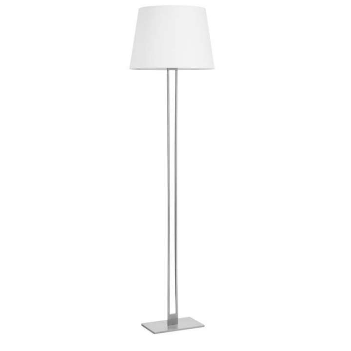Pie salón CLASSICAL E27 60W Niquel Satinado + Pant. Algodón Blanco EXO 986C-G05X1A-35-CA