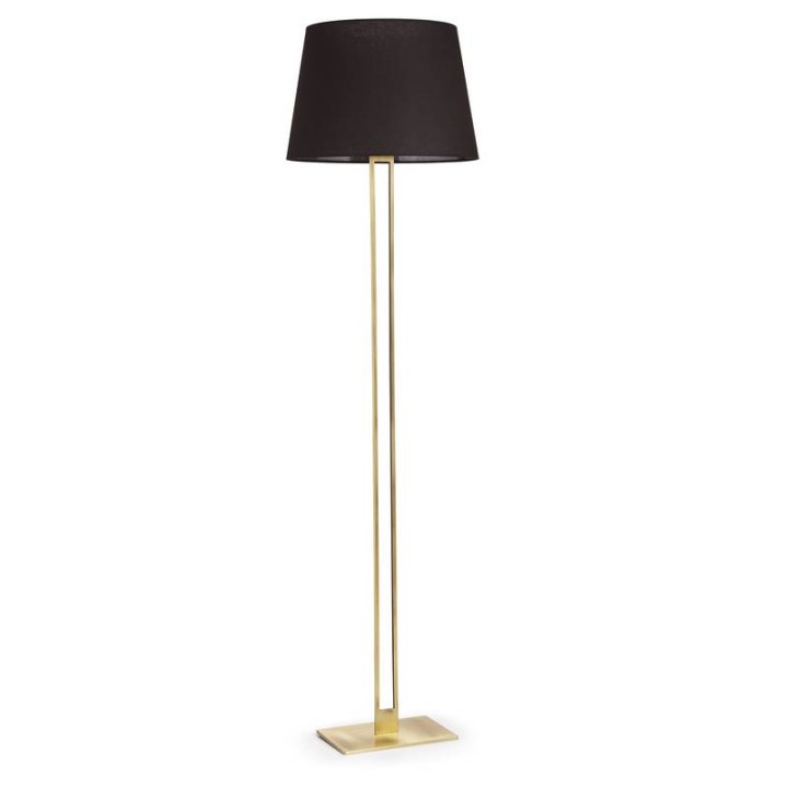 Pie salón CLASSICAL E27 60W Oro + Pant. Algodón Negro EXO 986C-G05X1A-47-CB