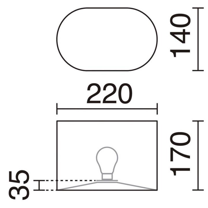 Pantalla Oval Plastic white EXO A28A-004-SA