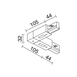 TRACK Codo 90º carril 3F TT exterior Ne INDELUZ B17M-X33X2B-02
