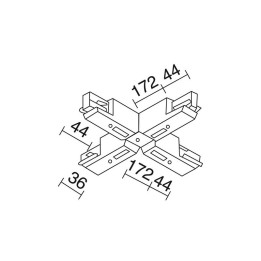 TRACK Unión Cruz carril DALI 3E Gris INDELUZ B18I-X33X2U-03