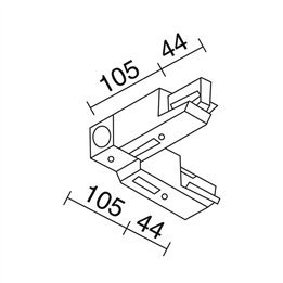 TRACK Codo90º T.T.Ext.carril DALI 3E Ng INDELUZ B18L-X33X2U-02