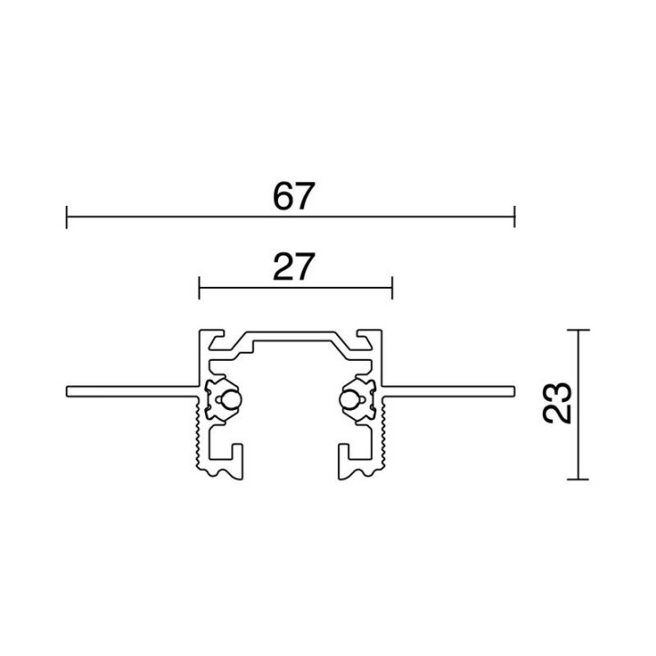 Carril 1 mt negro empotrado INDELUZ B27J-X33X2V-02