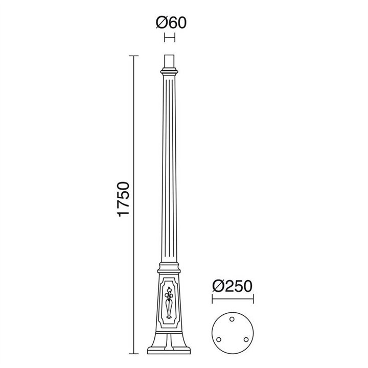 Columna para Farolas decorada Resina 175 cms. Negro