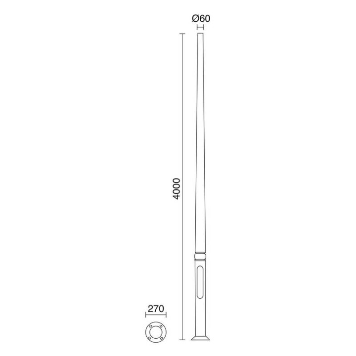 Columna para Farolas Resina lisa Negro 4m.