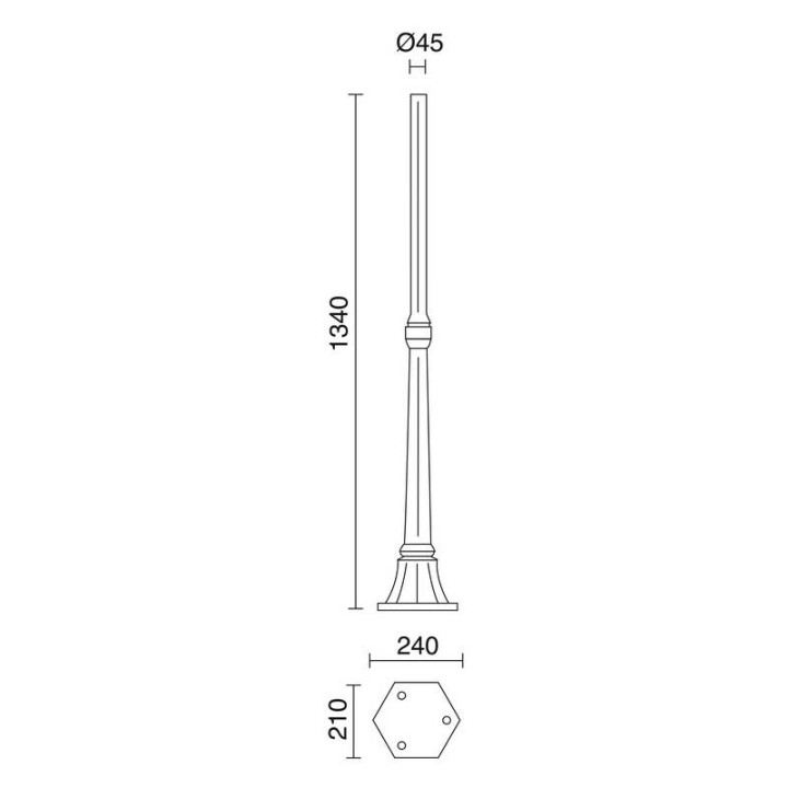 Columna para farolas 134cm Ø4,5cm Negro DOPO C07A-11-02
