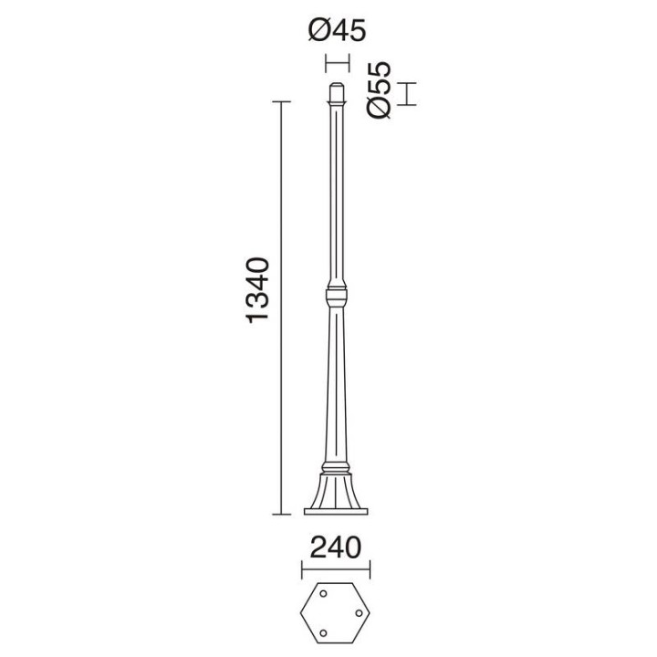 Columna para farolas 134cm Ø4,5cm Negro DOPO C07A-11-02