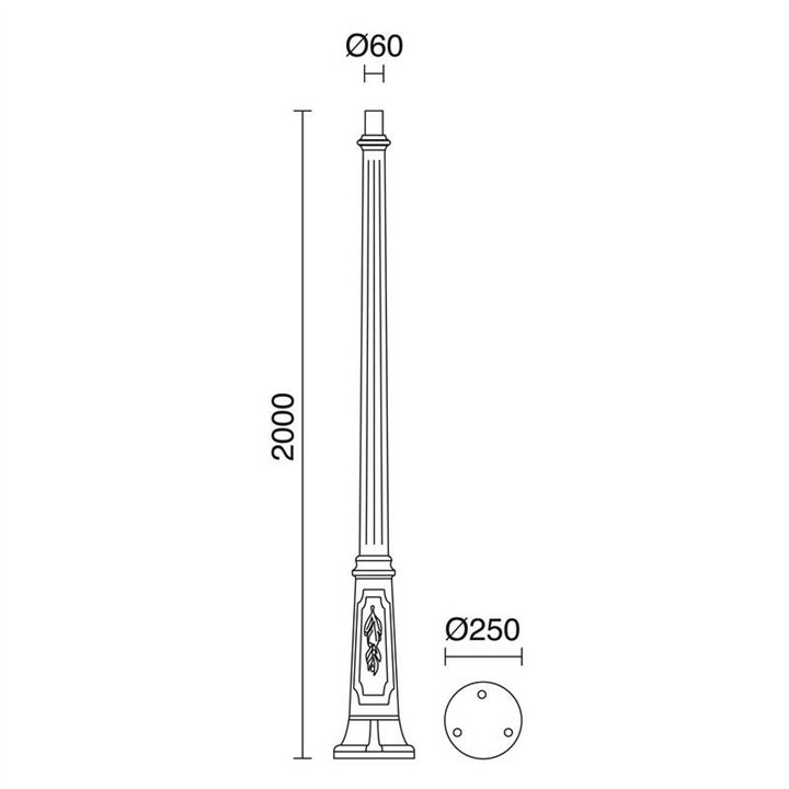Columna para Farolas decorada Resina 200 cms. Negro