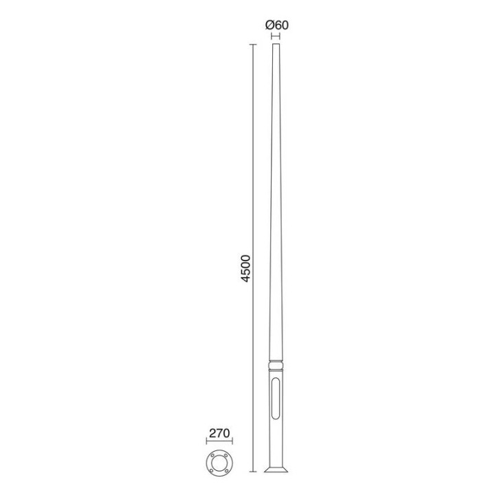 Columna para Farolas Resina lisa Negro 4,5m.