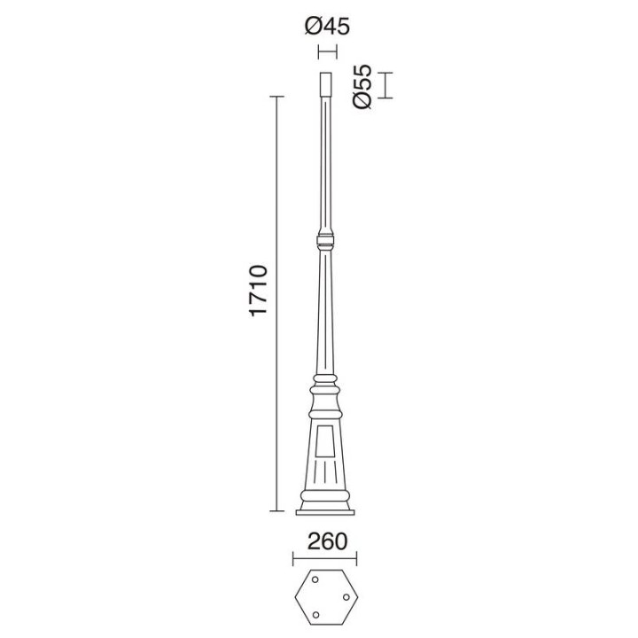 Columna para farolas 171cm Ø4,5cm Negro DOPO C07B-12-02