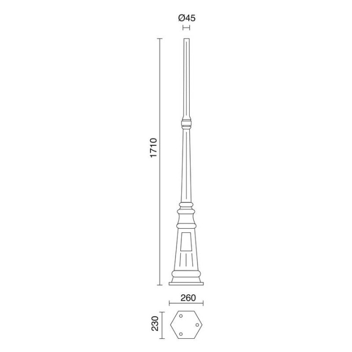 Columna para farolas 171cm Ø4,5cm Negro DOPO C07B-12-02