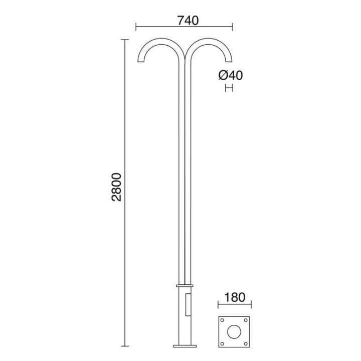 Poste CITY ARCO 280cm con puerta de registro 2L. Zincado