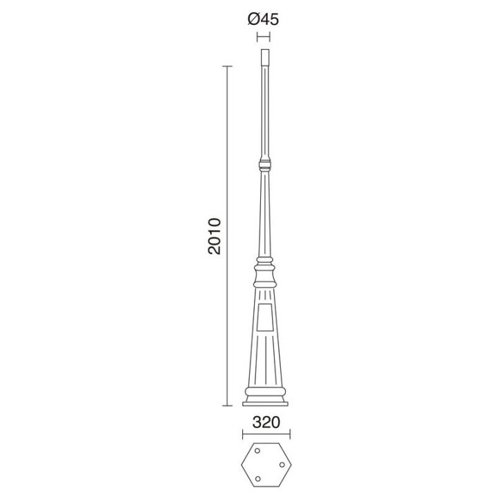 Columna para farolas 201cm Ø4,5cm Negro DOPO C07C-12-02