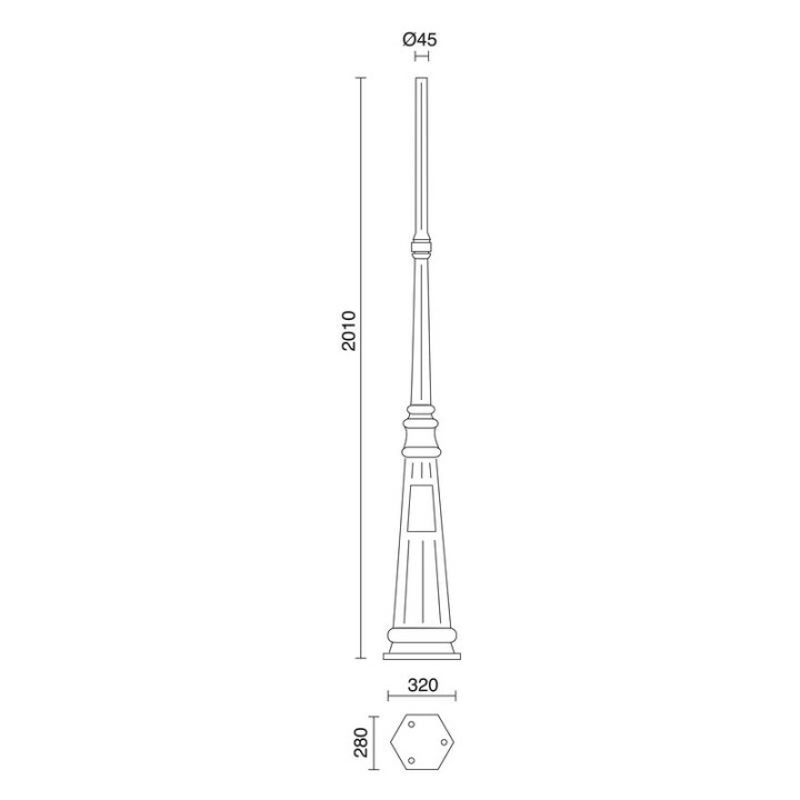 Columna para farolas 201cm Ø4,5cm Negro DOPO C07C-12-02