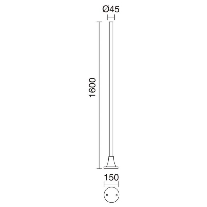 Columna para farolas de Exterior 1L600 Ø4,5cm Negro DOPO C01A-11-02