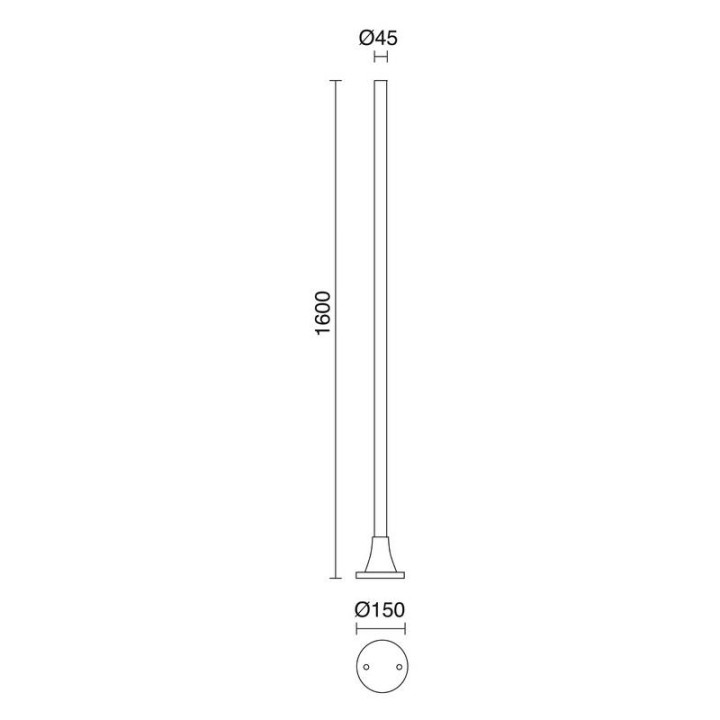 Columna para farolas de Exterior 1L600 Ø4,5cm Negro DOPO C01A-11-02