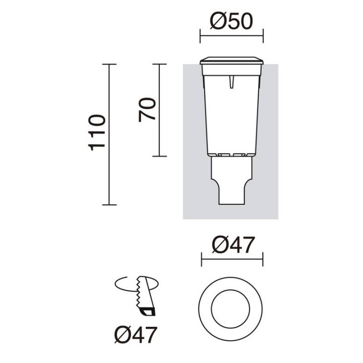 Lámpara empotrable para exterior Pared/Suelo red, RAIN IP67/54 LED G9 1,7W 3000K Negro DOPO 950A-L3102A-02