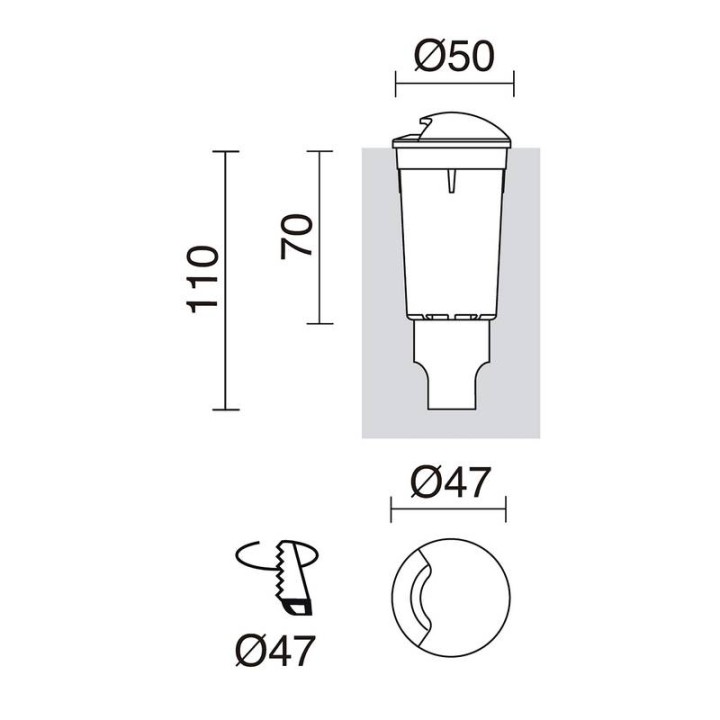 Lámpara empotrable para exterior Pared/Suelo 1 haz RAIN IP67/54 LED G9 1,7W 3000K Negro DOPO 950B-L3102A-02