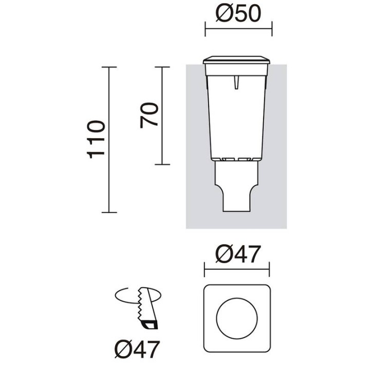 Lámpara empotrable para exterior Pared/Suelo cuad, RAIN IP67/54 LED G9 1,7W 3000K Negro DOPO 950D-L3102A-02