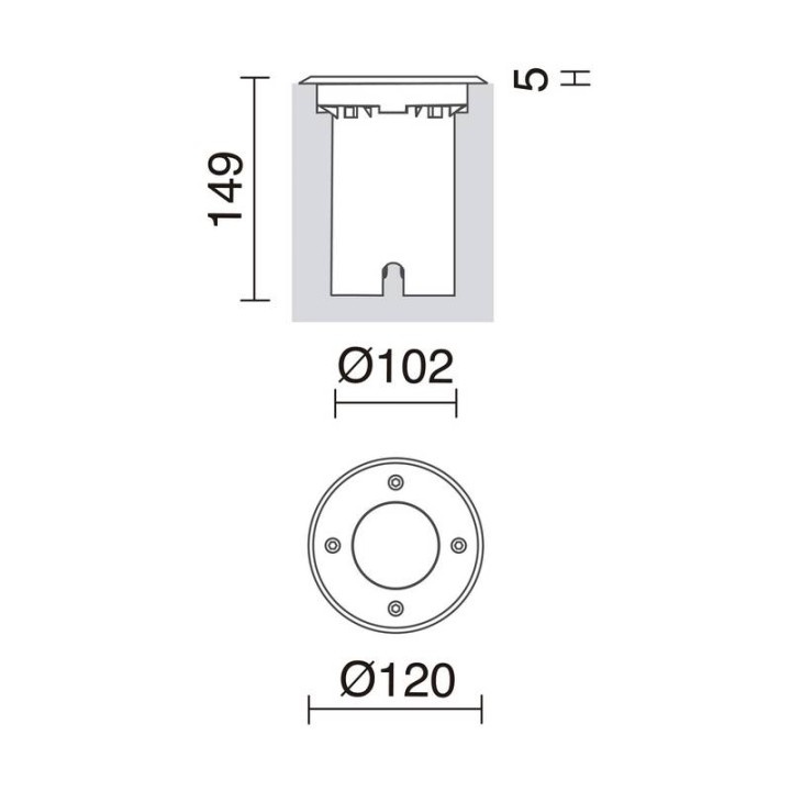 Lámpara empotrable para exterior orientable BORA IP67 GU10 LED 3,5W Inox. DOPO 037D-G21X1A-30